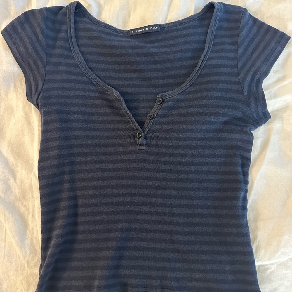 Brandy Melville Dark Blue Striped Tee